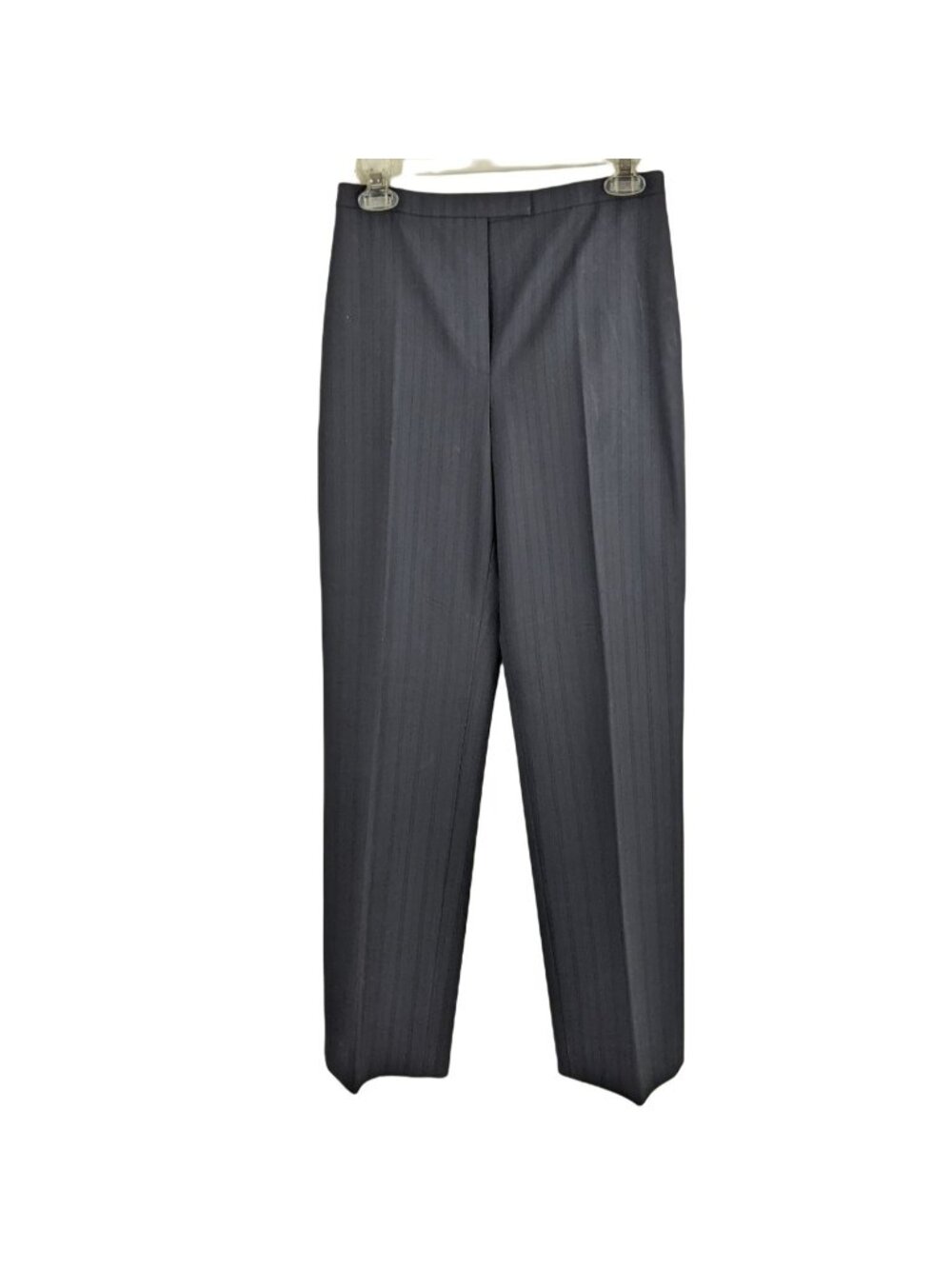 Tahari Sz 8 Black Polyester Blend Flat Front Black with Pinstripe No Pockets 26g